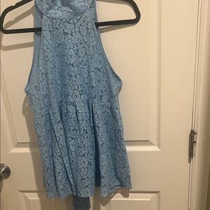 Zara Light Blue Lace Top
